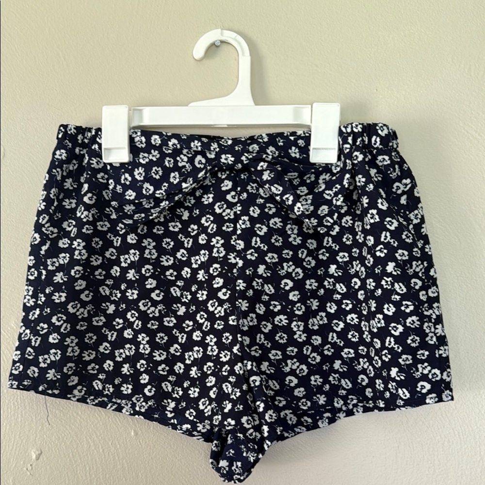 La Hearts Navy and White Floral High Waist Shorts